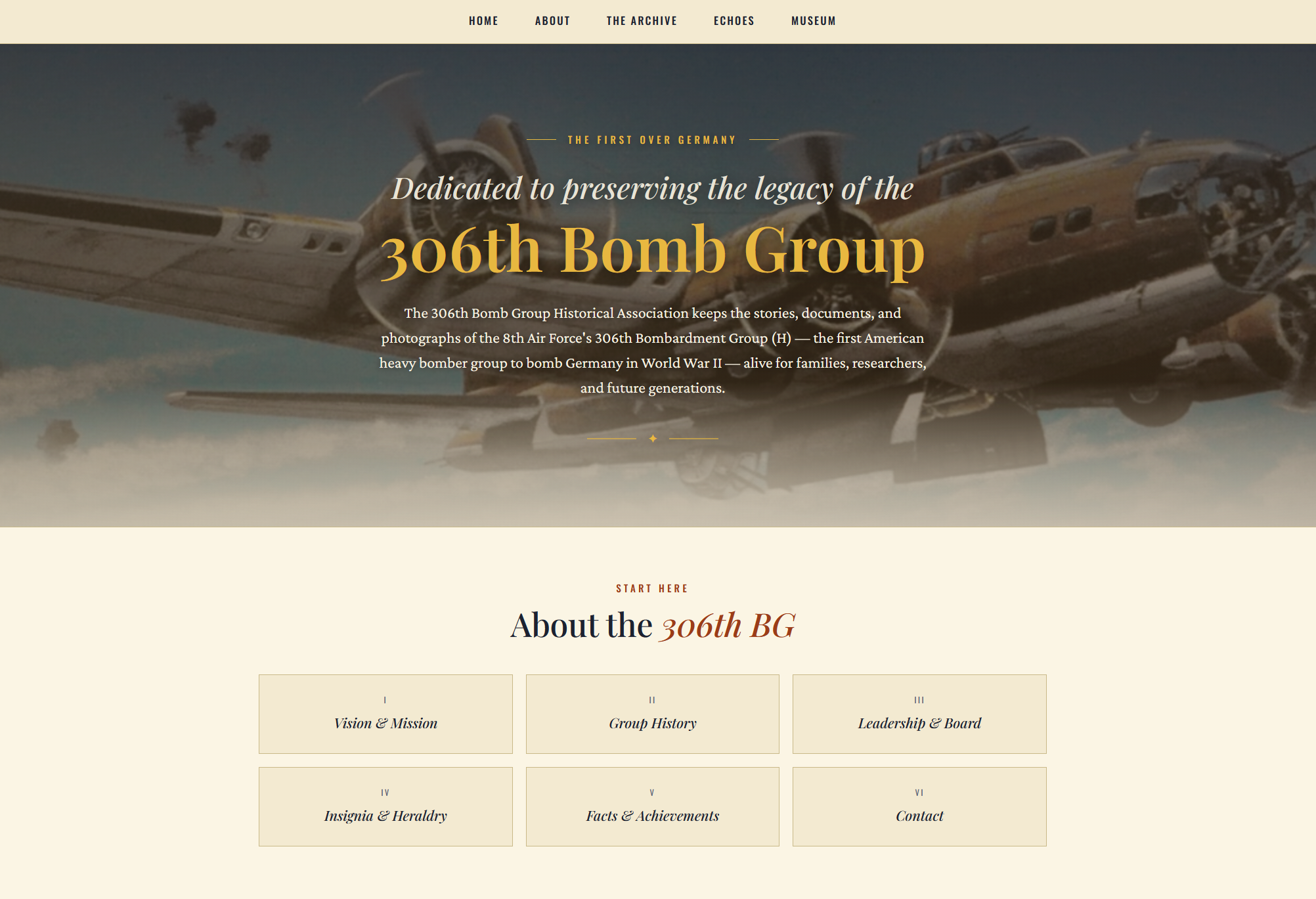 306th Bombardment Group historical website screenshot