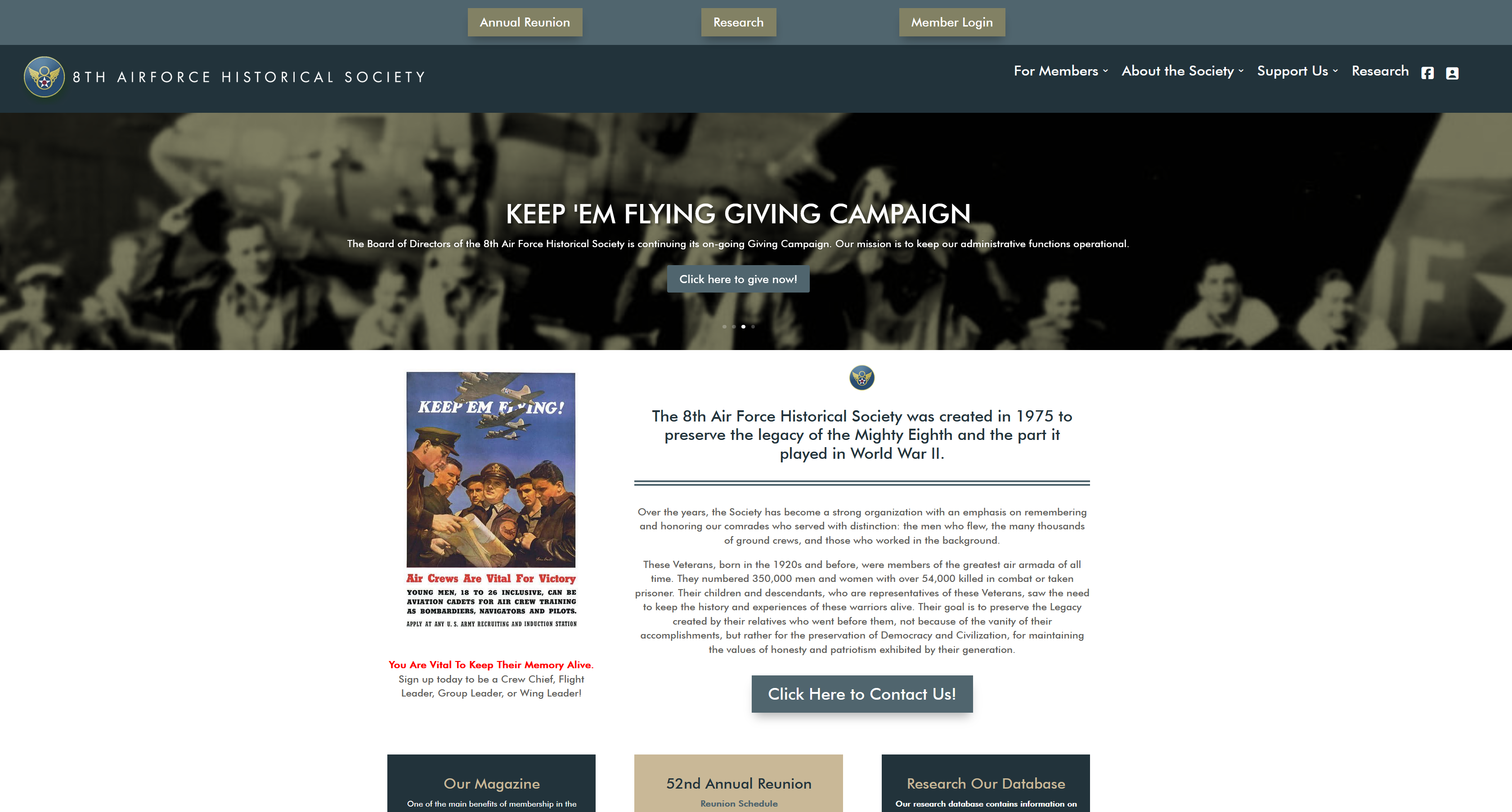 8th Air Force Historical Society website screenshot