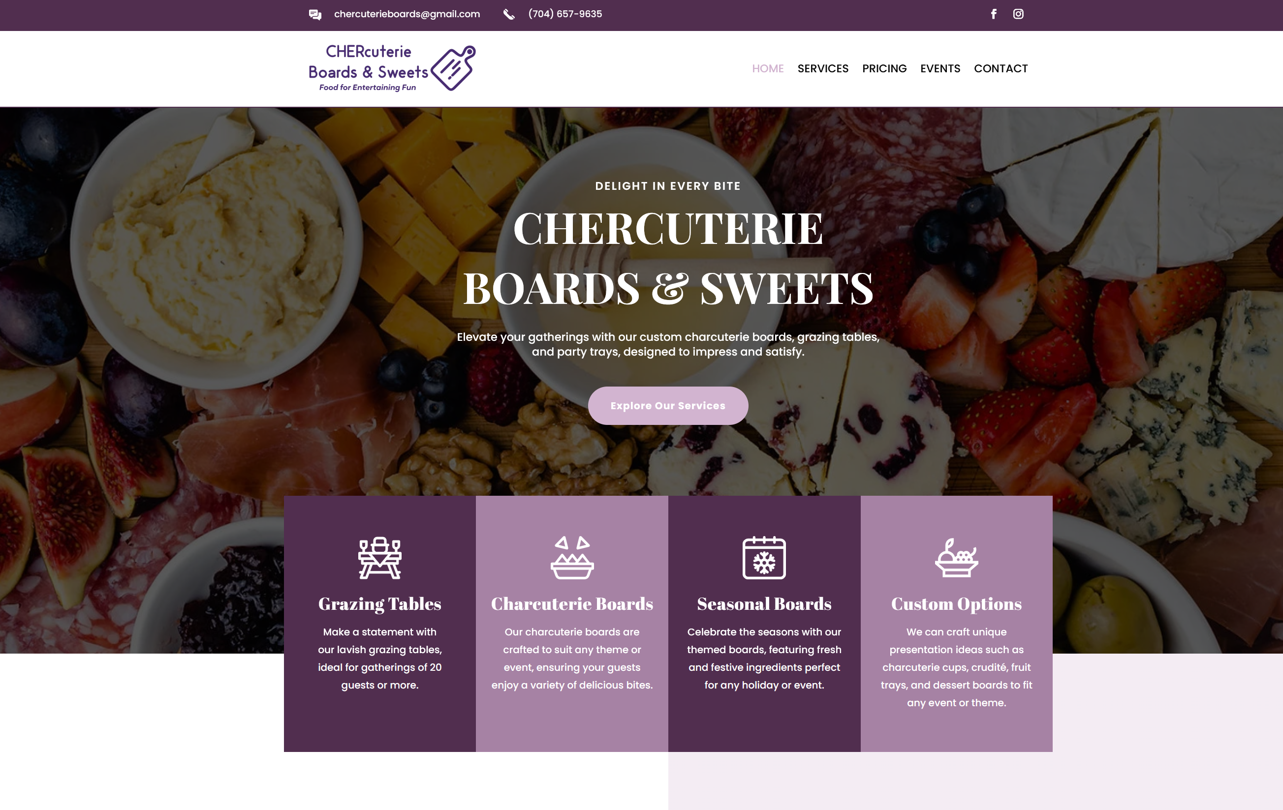 Chercuterie Boards & Sweets website screenshot